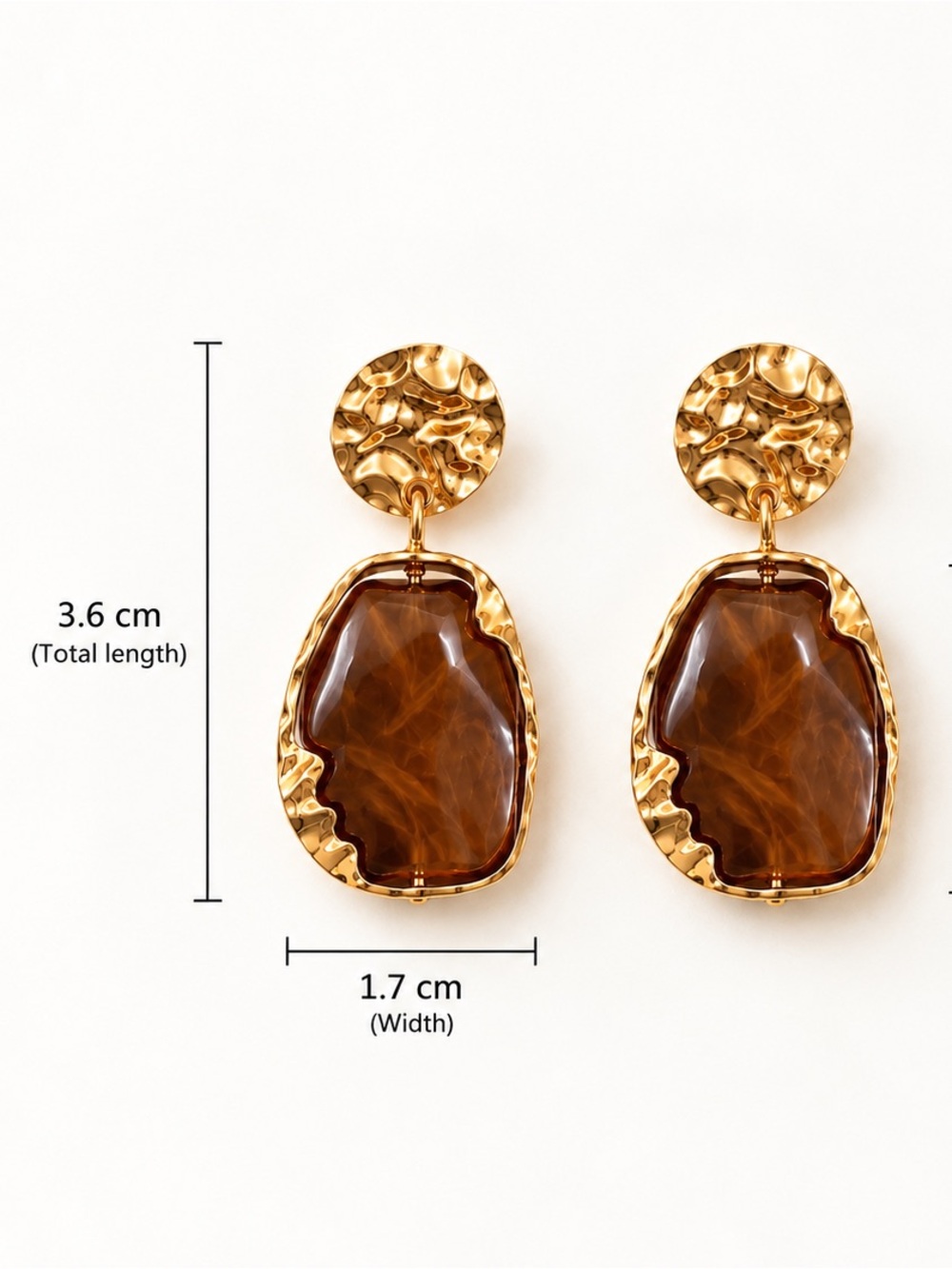 Gold-tone Amber Brown Drop Earrings - Picture 3 of 4